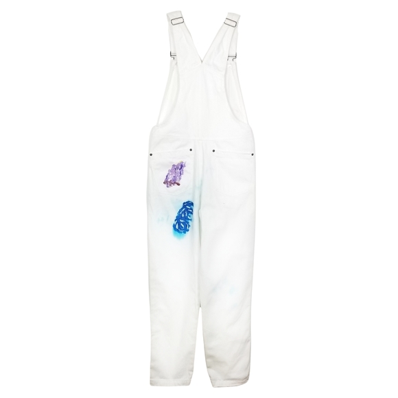 BY SAMMI RYAN & DESSIE JACKSON Artist Painted Studio Overalls in White Size S - Picture 5 of 7